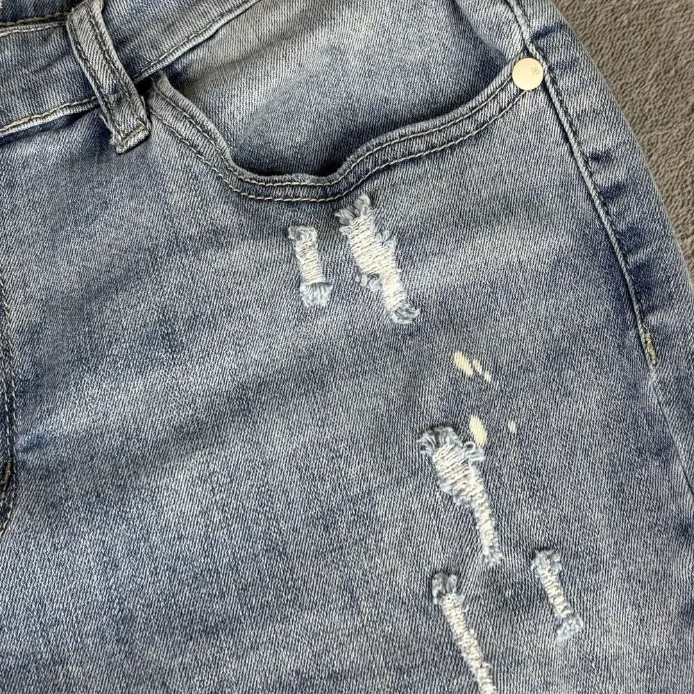 Judy Blue Jeans Womens 13 Distressed Skinny Light Wash Denim Lace Patch Ripped‎
